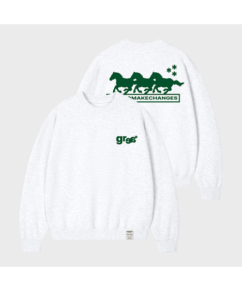 GRAVER（グレーバー）の「[ユニセックス]3 HORSE スウェット_5カラー（スウェット・レディース・ホワイト/ブラック/ネイビー/ブラウン/グレー・SMALL/MEDIUM/LARGE）」の2枚目の写真