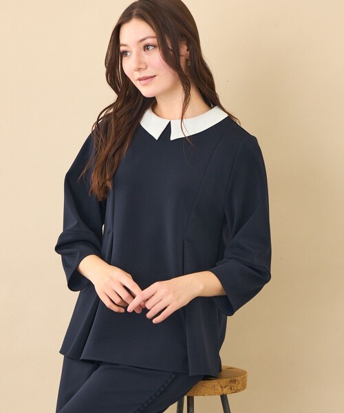 amaca(アマカ)の「【AMACA THE EDITION】2WAYポンチブラウス(シャツ/ブラウス・レディース・ダークネイビー・38/40)」の9枚目の写真