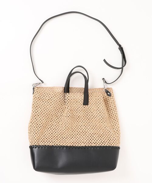 CHRISTIAN VILLA(クリスチャンヴィラ)の「【CHRISTIAN VILLA】メッシュコンビレザーワイドバッグ(Q66319)(ハンドバッグ・レディース・ホワイト系その他/ブラック系その他・ALL)」の3枚目の写真