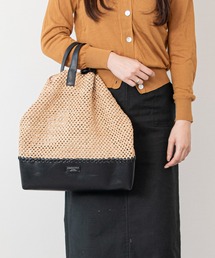 【CHRISTIAN VILLA】メッシュコンビレザーワイドバッグ(Q66319)