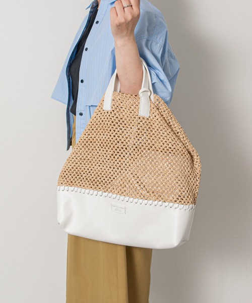 CHRISTIAN VILLA(クリスチャンヴィラ)の「【CHRISTIAN VILLA】メッシュコンビレザーワイドバッグ(Q66319)(ハンドバッグ・レディース・ホワイト系その他/ブラック系その他・ALL)」の11枚目の写真