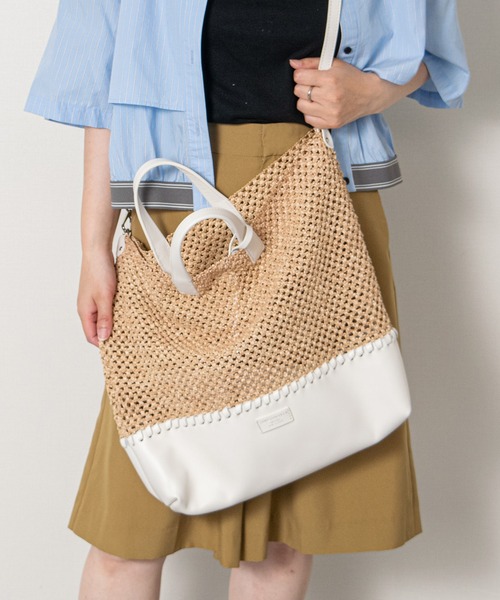 CHRISTIAN VILLA(クリスチャンヴィラ)の「【CHRISTIAN VILLA】メッシュコンビレザーワイドバッグ(Q66319)(ハンドバッグ・レディース・ホワイト系その他/ブラック系その他・ALL)」の12枚目の写真