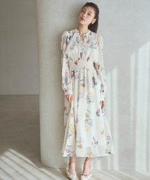 AND COUTURE（アンドクチュール）の「フリルケープフラワープリントワンピース（ワンピース）」