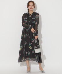 AND COUTURE（アンドクチュール）の「フリルケープフラワープリントワンピース（ワンピース）」