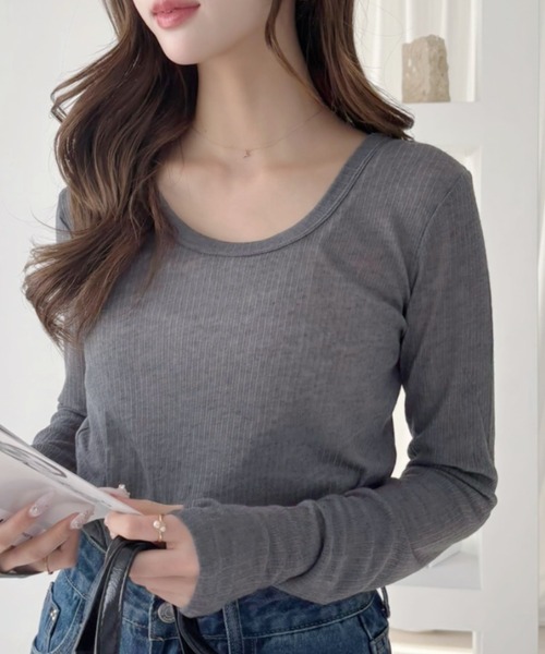 Ada.(エイダ)の「シアー テレコ クルーネック プルオーバー(Tシャツ/カットソー・レディース・ブラック/ライトブルー/オフホワイト・FREE)」の19枚目の写真
