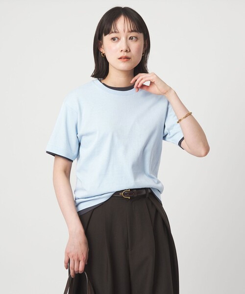 HANES(ヘインズ)の「【別注】<Hanes>レイヤード 2セット Tシャツ(Tシャツ/カットソー・レディース・ダークブラウン/オフホワイト/ライトブルー・FREE)」の1枚目の写真