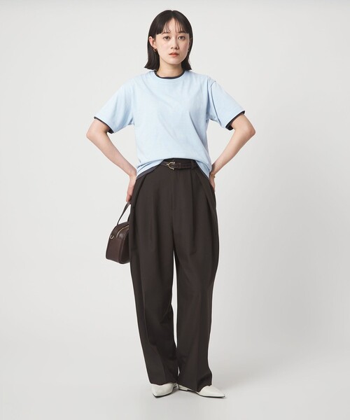 HANES(ヘインズ)の「【別注】<Hanes>レイヤード 2セット Tシャツ(Tシャツ/カットソー・レディース・ダークブラウン/オフホワイト/ライトブルー・FREE)」の5枚目の写真