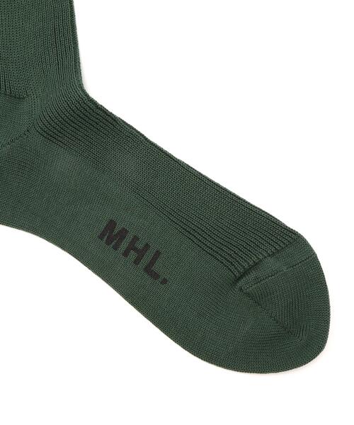 MHL.(エムエイチエル)の「FINE COTTON RIB SOCKS(ソックス/靴下・メンズ・ベージュ系その他3/グレー系その他2/グリーン・FREE)」の4枚目の写真