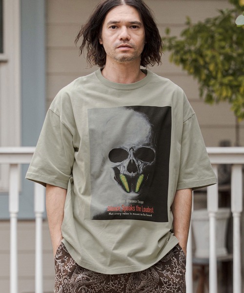 CAMBIO(カンビオ)の「mt10266- ビッグシルエットプリントT(Silence Speaks the Loudest) Tシャツ(CASD-172)(Tシャツ/カットソー・メンズ・ミックスグレー/セージグリーン/ホワイト・XL/L/M/S)」の9枚目の写真