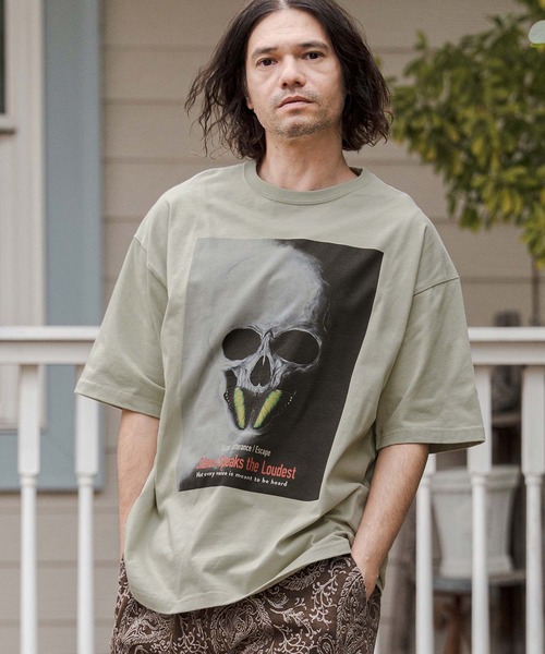CAMBIO(カンビオ)の「mt10266- ビッグシルエットプリントT(Silence Speaks the Loudest) Tシャツ(CASD-172)(Tシャツ/カットソー・メンズ・ミックスグレー/セージグリーン/ホワイト・XL/L/M/S)」の10枚目の写真