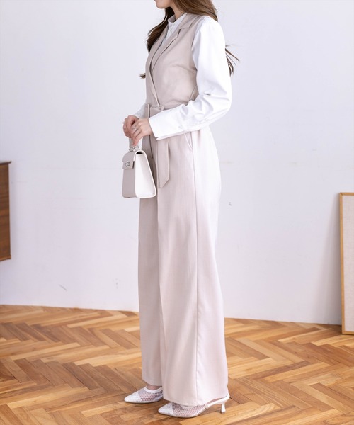 CLEAR BASIC（クリアベーシック）の「ベルト付きテーラードオールインワン[大人 フェミニン 上品]≪新作≫（つなぎ/オールインワン・レディース・アイボリー/ブラック・F）」の10枚目の写真