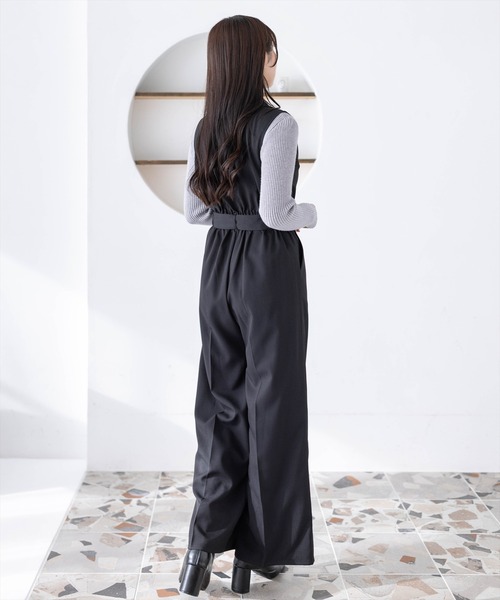 CLEAR BASIC（クリアベーシック）の「ベルト付きテーラードオールインワン[大人 フェミニン 上品]≪新作≫（つなぎ/オールインワン・レディース・アイボリー/ブラック・F）」の7枚目の写真