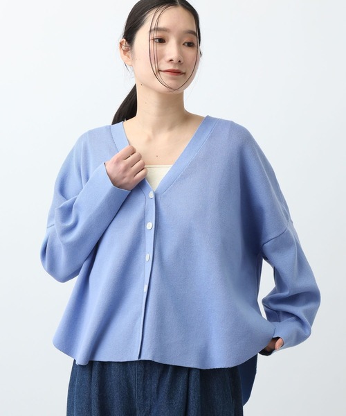 studio CLIP(スタディオクリップ)の「《natural by clip》12ゲージサークルVネックカーディガン(カーディガン/ボレロ・レディース・ブルー/チャコール/アイボリー・FREE)」の3枚目の写真