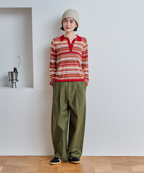 FREAK'S STORE(フリークスストア)の「シアー 配色 トリム ポロ襟ニット/サマーニット(ニット/セーター・レディース・ネイビー/ピンク/レッド/ダークネイビー・フリ-)」の11枚目の写真