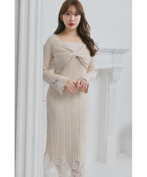 Lilou Lace Hem Knit Dress（ワンピース）｜Her lip to（ハーリップ