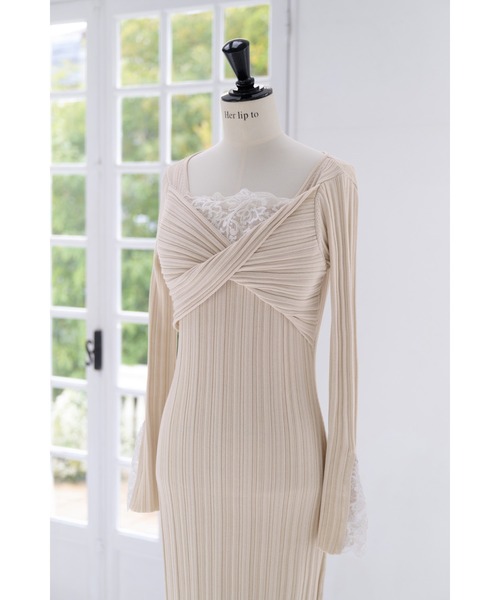 Her lip to(ハーリップトゥー)の「Lilou Lace Hem Knit Dress(ワンピース・レディース・ベージュ系・S/M)」の13枚目の写真