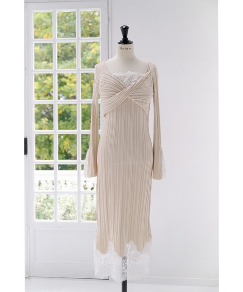 Her lip to(ハーリップトゥー)の「Lilou Lace Hem Knit Dress(ワンピース・レディース・ベージュ系・S/M)」の12枚目の写真