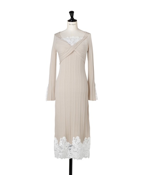Her lip to(ハーリップトゥー)の「Lilou Lace Hem Knit Dress(ワンピース・レディース・ベージュ系・S/M)」の17枚目の写真