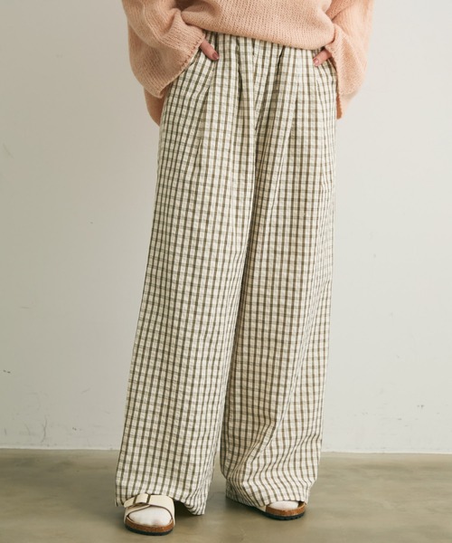 Crisp(クリスプ)の「チェックイージーパンツ(その他パンツ・レディース・グリーン/ブラック・FREE)」の2枚目の写真