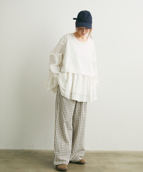 Crisp(クリスプ)の「チェックイージーパンツ(その他パンツ・レディース・グリーン/ブラック・FREE)」の3枚目の写真