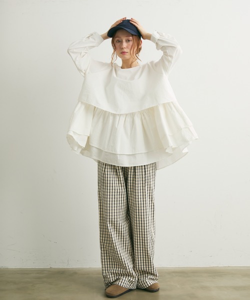 Crisp(クリスプ)の「チェックイージーパンツ(その他パンツ・レディース・グリーン/ブラック・FREE)」の4枚目の写真