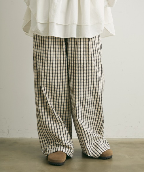 Crisp(クリスプ)の「チェックイージーパンツ(その他パンツ・レディース・グリーン/ブラック・FREE)」の7枚目の写真