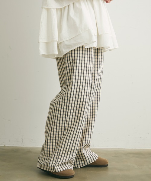 Crisp(クリスプ)の「チェックイージーパンツ(その他パンツ・レディース・グリーン/ブラック・FREE)」の8枚目の写真
