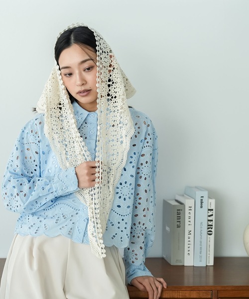 mili an deni(ミリアンデニ)の「トライアングルかぎ針ストール(ストール/ショール・レディース・アイボリー・F)」の9枚目の写真