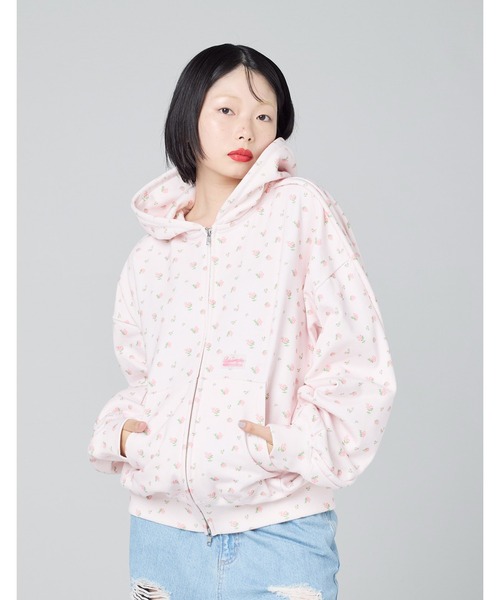 Little sunny bite（リトルサニーバイト）の「/Little Sunny Bite/floral hoodie（パーカー・レディース・ブラック/ピンク/ホワイト・MEDIUM/SMALL）」の3枚目の写真