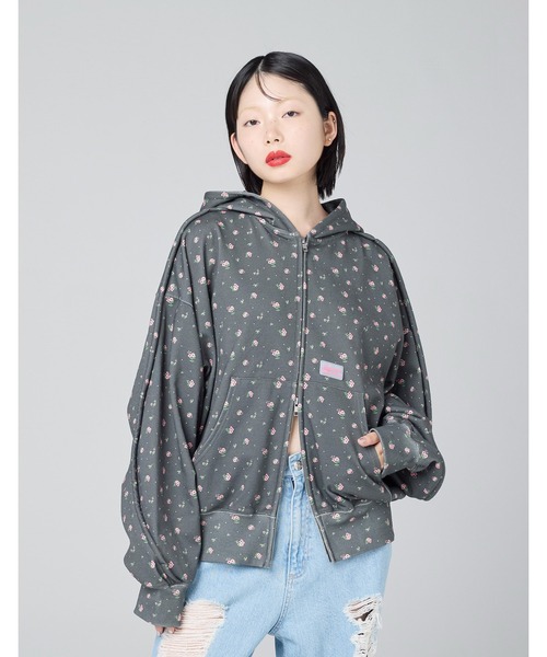 Little sunny bite（リトルサニーバイト）の「/Little Sunny Bite/floral hoodie（パーカー・レディース・ブラック/ピンク/ホワイト・MEDIUM/SMALL）」の2枚目の写真
