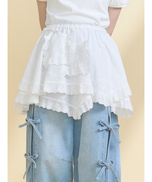 merry jenny(メリージェニー)の「switchレースヘムエプロン(スカート・レディース・オフホワイト/ブラック・FREE)」の1枚目の写真