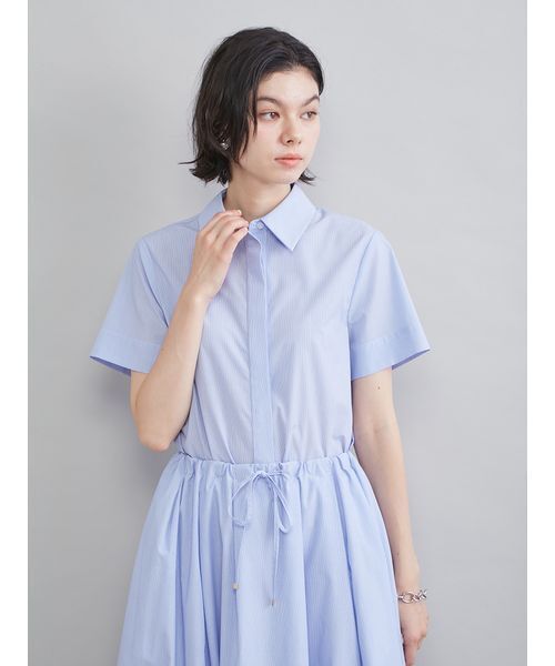 Mila Owen（ミラオーウェン）の「ストライプセパレートバルーンシャツワンピース（ワンピース・レディース・ダークネイビー/ラベンダー/ブルー・0/1）」の9枚目の写真