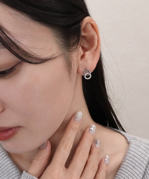 blackdia ocean(ブラックダイヤオーシャン)の「blackdia ocean ジルコニアダブルリングピアス/イヤリング(ピアス(両耳用)・レディース・ゴールド系その他/シルバー系その他/ゴールド/シルバー・FREE)」の1枚目の写真