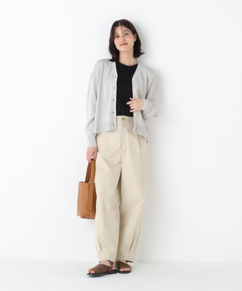 human woman（ヒューマンウーマン）の「◆【ウォッシャブル】コットンワッシャーバレルパンツ（その他パンツ・レディース・ベージュ/ネイビー・MEDIUM）」の5枚目の写真
