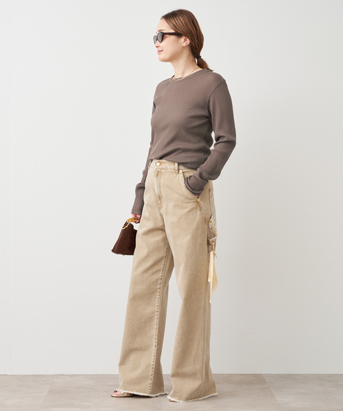 Deuxieme Classe（ドゥーズィエムクラス）の「*TOTAN Sheer Tシャツ（Tシャツ/カットソー・レディース・ベージュ/ネイビー/ウッド・FREE）」の5枚目の写真