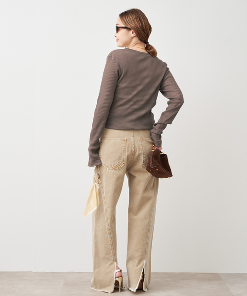 Deuxieme Classe（ドゥーズィエムクラス）の「*TOTAN Sheer Tシャツ（Tシャツ/カットソー・レディース・ベージュ/ネイビー/ウッド・FREE）」の6枚目の写真