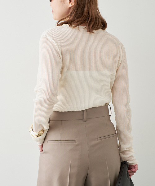 Deuxieme Classe（ドゥーズィエムクラス）の「*TOTAN Sheer Tシャツ（Tシャツ/カットソー・レディース・ベージュ/ネイビー/ウッド・FREE）」の10枚目の写真