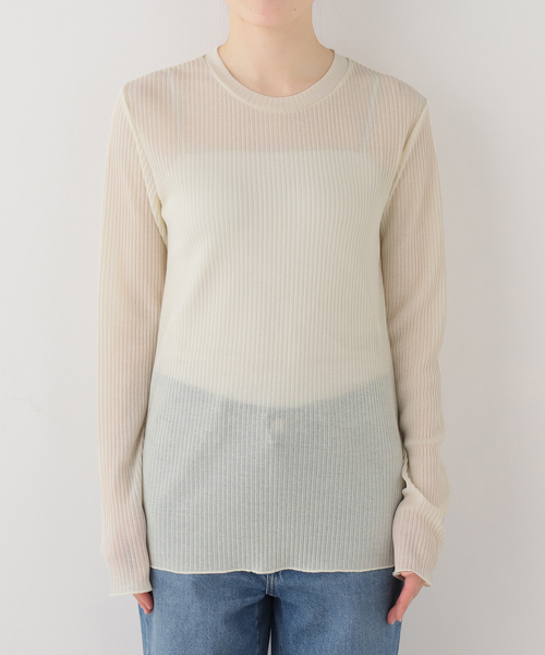 Deuxieme Classe(ドゥーズィエムクラス)の「*TOTAN Sheer Tシャツ(Tシャツ/カットソー・レディース・ベージュ/ネイビー/ウッド・FREE)」の15枚目の写真