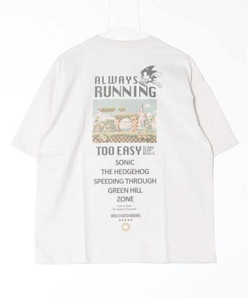 ALWAYS GOOD TIME(オルウェイズグッドタイム)の「【SONIC/ソニック】ヴィンテージライクUSD加工プリント半袖Tシャツ / レトロゲームデザインTシャツ/ユニセックス(Tシャツ/カットソー・メンズ・アイボリー/ブラック系その他/ホワイト系その他/スミクロ・M/LL/L)」の7枚目の写真