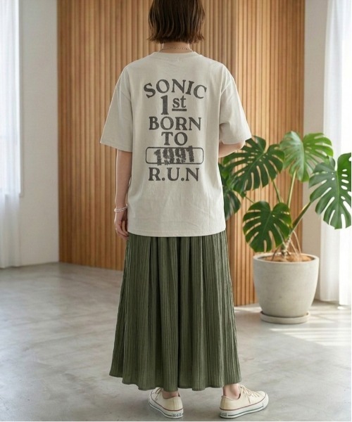 ALWAYS GOOD TIME(オルウェイズグッドタイム)の「【SONIC/ソニック】ヴィンテージライクUSD加工プリント半袖Tシャツ / レトロゲームデザインTシャツ/ユニセックス(Tシャツ/カットソー・メンズ・アイボリー/ブラック系その他/ホワイト系その他/スミクロ・M/LL/L)」の18枚目の写真