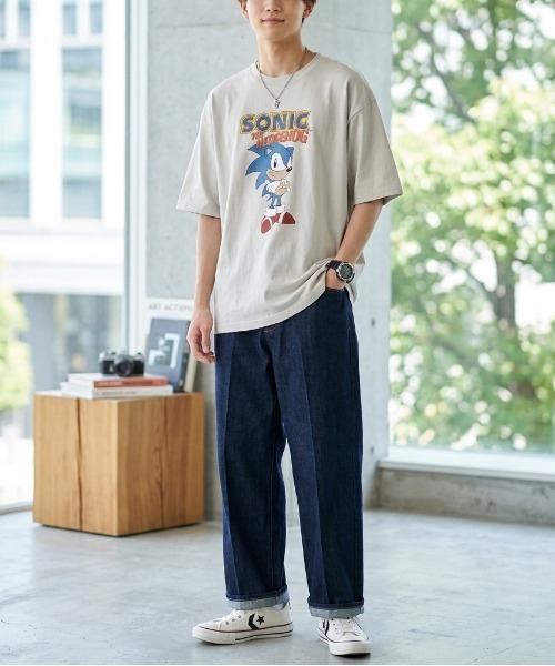 ALWAYS GOOD TIME(オルウェイズグッドタイム)の「【SONIC/ソニック】ヴィンテージライクUSD加工プリント半袖Tシャツ / レトロゲームデザインTシャツ/ユニセックス(Tシャツ/カットソー・メンズ・アイボリー/ブラック系その他/ホワイト系その他/スミクロ・M/LL/L)」の9枚目の写真