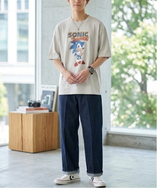 ALWAYS GOOD TIME(オルウェイズグッドタイム)の「【SONIC/ソニック】ヴィンテージライクUSD加工プリント半袖Tシャツ / レトロゲームデザインTシャツ/ユニセックス(Tシャツ/カットソー・メンズ・アイボリー/ブラック系その他/ホワイト系その他/スミクロ・M/LL/L)」の10枚目の写真