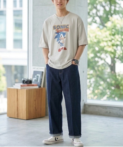 ALWAYS GOOD TIME(オルウェイズグッドタイム)の「【SONIC/ソニック】ヴィンテージライクUSD加工プリント半袖Tシャツ / レトロゲームデザインTシャツ/ユニセックス(Tシャツ/カットソー・メンズ・アイボリー/ブラック系その他/ホワイト系その他/スミクロ・M/LL/L)」の11枚目の写真