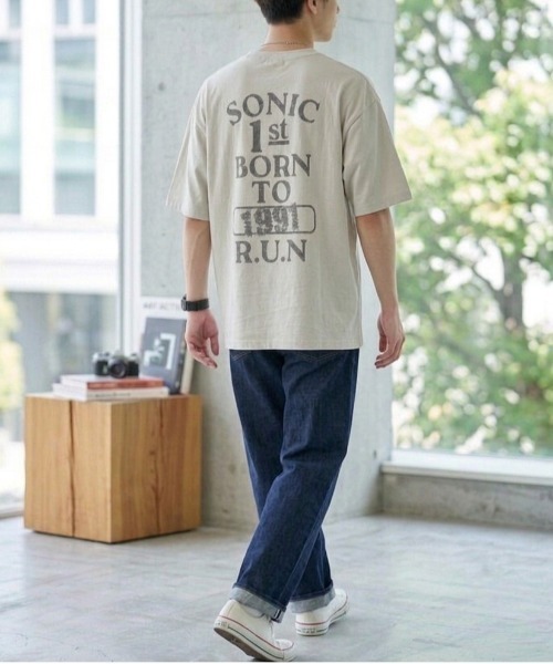 ALWAYS GOOD TIME(オルウェイズグッドタイム)の「【SONIC/ソニック】ヴィンテージライクUSD加工プリント半袖Tシャツ / レトロゲームデザインTシャツ/ユニセックス(Tシャツ/カットソー・メンズ・アイボリー/ブラック系その他/ホワイト系その他/スミクロ・M/LL/L)」の14枚目の写真