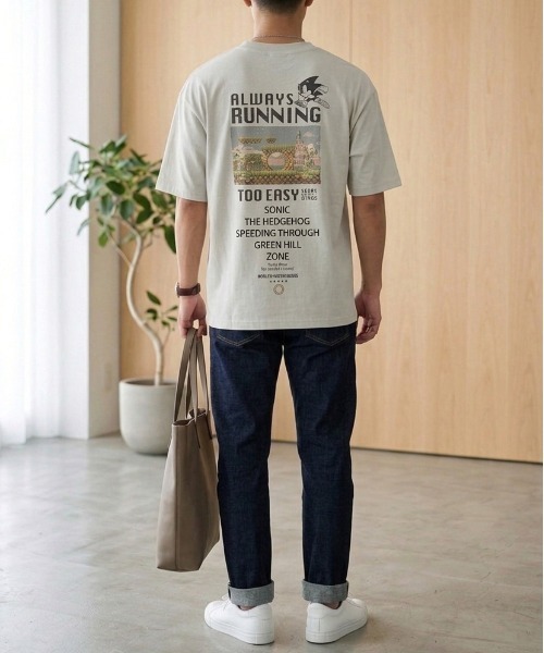 ALWAYS GOOD TIME(オルウェイズグッドタイム)の「【SONIC/ソニック】ヴィンテージライクUSD加工プリント半袖Tシャツ / レトロゲームデザインTシャツ/ユニセックス(Tシャツ/カットソー・メンズ・アイボリー/ブラック系その他/ホワイト系その他/スミクロ・M/LL/L)」の22枚目の写真