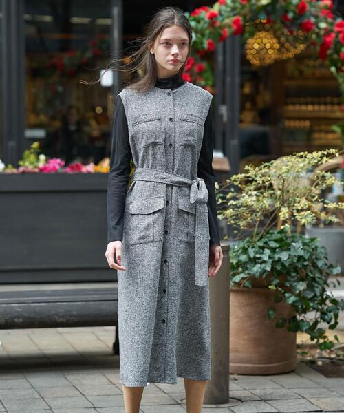 DRESSTERIOR（ドレステリア）の「ウォッシャブルツイードライクワンピース（ワンピース・レディース・ネイビー/グレー・34/36/38）」の4枚目の写真