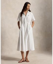 コットン ドローコード マキシ シャツドレス