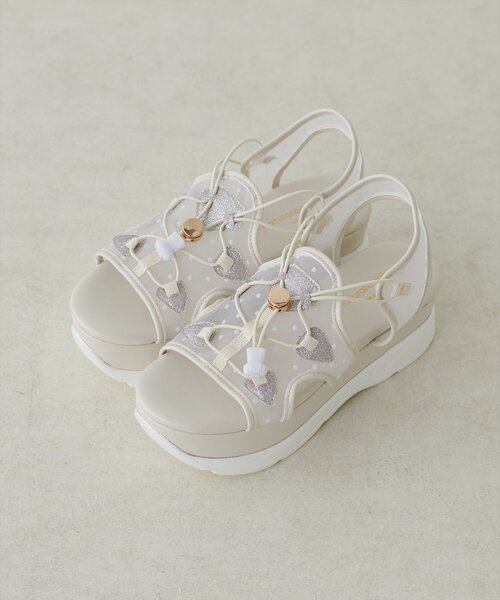 natural couture（ナチュラルクチュール）の「チュールスポサン（サンダル・レディース・オフホワイト/ピンクベージュ/ブラック・MEDIUM/LARGE）」の5枚目の写真