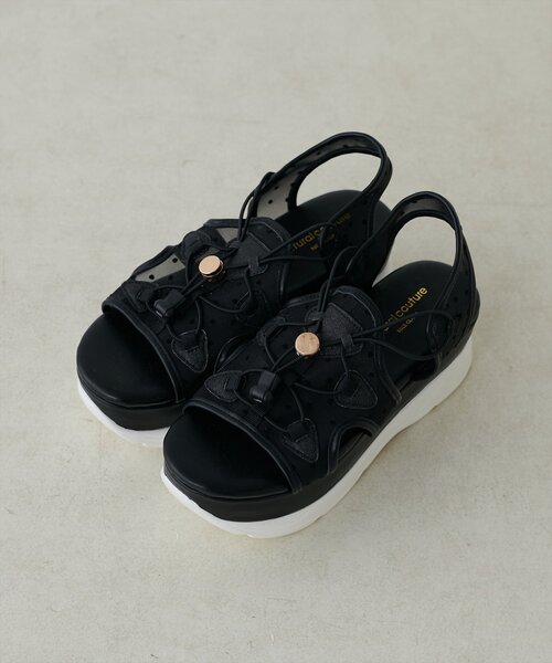 natural couture（ナチュラルクチュール）の「チュールスポサン（サンダル・レディース・オフホワイト/ピンクベージュ/ブラック・MEDIUM/LARGE）」の10枚目の写真