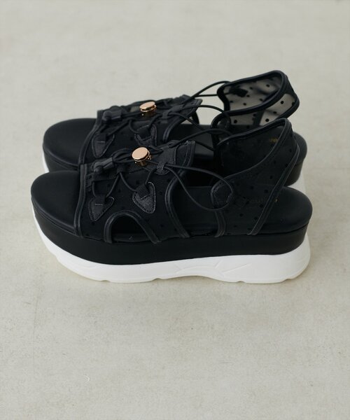 natural couture（ナチュラルクチュール）の「チュールスポサン（サンダル・レディース・オフホワイト/ピンクベージュ/ブラック・MEDIUM/LARGE）」の12枚目の写真